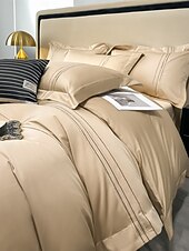 economico Collezione d&#039;elite-Set copripiumino da 4 pezzi, 100% cotone biologico, tessuto morbido e traspirante, include copripiumino e federe per un sonno confortevole.