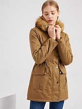 abordables Parka activa-Mujer Abrigo Mantiene abrigado Transpirable Cremallera Botones Bolsillo Casual Color sólido Vacaciones Calle Ropa Cotidiana Noche Cremallera Regular Sudadera Ajuste regular Manga Larga Ropa de calle
