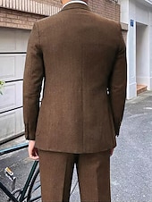 abordables Blazers et vestes-Blazer en tweed chevrons pour hommes vintage bureau grande taille coupe régulière ajustée à simple boutonnage deux boutons vert armée gris bleu noir blanc jaune