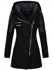 cheap Coats &amp; Trench Coats-Women&#039;s Coat Trench Coat Street Daily Wear Vacation Fall Winter Long Coat Regular Fit Warm Breathable Stylish Casual Street Style Jacket Long Sleeve Plain with Pockets Black Wine Blue
