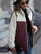 billige Jakker-Dame Trenchcoat Ut på byen Høst Vinter Lang Frakk Normal Hold Varm Pustende Stilfull Fritid Jakker Langermet Leopard Slank passform Vin Militærgrønn kaffe