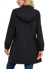 cheap Jackets-Women&#039;s Casual Jacket Work Zipper Solid Color Windproof Fashion Loose Fit Outerwear Long Sleeve Fall Black S