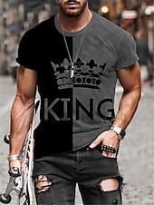economico T-shirt 3D da Uomo-Per uomo Alfabetico splicing Matrimoniale maglietta Magliette Manica corta maglietta Stampa 3D Girocollo Camicia Vintage Moderno Essenziale Casual Giornaliero Nero / Giallo Nero / Grigio Bianco