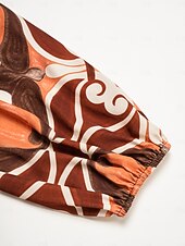 economico Bluse e camicie-camicetta in raso bohémien con scollo a V e maniche a lanterna