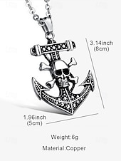 baratos Jóias Masculinas-colar masculino com pingente de caveira gótica e âncora – corrente de aço inoxidável com tema pirata vintage para estilos de motociclista, punk e halloween