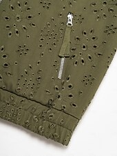 ieftine jachete-Jachetă bomber cu fermoar brodat 100% bumbac, cu gâtul uniform