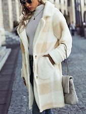abordables Vestes-Manteau Trench Femme Usage quotidien Vacances Sortie mode Décontractées Avec poches Longue Manteau Beige Automne Hiver Gilet Revers Ample S M L XL 2XL