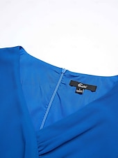 abordables Robe de cocktail-Robe Portefeuille Robe Trapèze Femme Robe mi-longue Ruché A Volants Mariage Soirée Elégant Grande occasion Col V Standard Bleu Vert S M L XL 2XL