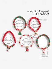 Χαμηλού Κόστους Χριστουγεννιάτικα αξεσουάρ-Χριστουγεννιάτικο σετ βραχιολιών με χάντρες γούρι – εορταστικά κόκκινα, πράσινα και λευκά στοιβαγμένα βραχιόλια με γούρια Άγιου Βασίλη, δέντρου και δώρων – ιδανικό για τη μόδα και τα δώρα των γιορτών