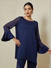 economico camicie, top e camicette-camicetta in maglia con polsini svasati patchwork modal