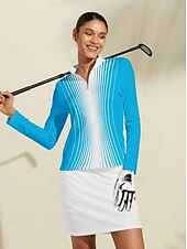 billiga Kvinnors golfkläder-Dam Vandringspolotröja Svart Rosa Blå Långärmad Överdelar Golfkläder för damer Kläder Outfits Bär kläder