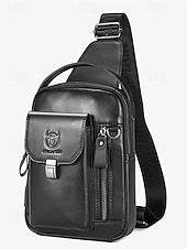 cheap Men&#039;s Bags-Men&#039;s Brown Leather Crossbody Sling Bag with Multiple Compartments and Adjustable Strap, Ideal for Travel and Daily Use