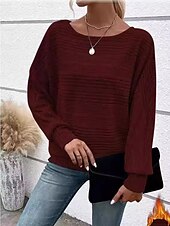 preiswerte Damen Einfache Oberteile-Damen Tunika elegant stylisch Fledermausärmel Langarm normale Oberteile U-Boot-Ausschnitt Arbeit rot blau khaki grau Frühling Herbst Winter