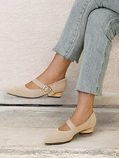levne Block Heels-dámské pletené boty mary jane s páskem na přezku – pohodlné a elegantní lodičky na nízkém podpatku pro běžné nošení i do kanceláře