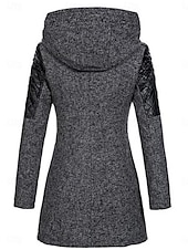 cheap Coats &amp; Trench Coats-Women&#039;s Coat Trench Coat Street Daily Wear Vacation Fall Winter Long Coat Regular Fit Warm Breathable Stylish Casual Street Style Jacket Long Sleeve Plain with Pockets Black Wine Blue