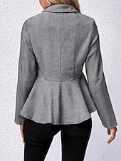 tanie Marynarki i garnitury-Damskie Zwykła kurtka Na zewnątrz Falbana Jednokolorowe Odporność na wiatr Moda Regularny Odzież wierzchnia Długi rękaw Jesień Żółtobrązowy S