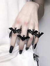 billige Kvinneringer-halloween svart flaggermus-ring – justerbar ring i gotisk stil for kvinner, perfekt for halloween-kostymer og cosplay