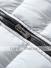 preiswerte Men&#039;s Vest-Herren Puffer Weste Weste Täglich Verabredung Urlaub Modisch Brautkleider schlicht Herbst Winter Tasche Polyester warm halten Komfortabel Glatt Gesteppt Reisverschluss Ständer Regular Fit Schwarz