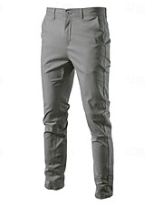 baratos Chinos-Homens Calças chinês Calça casual Botões Bolsos Tecido Conforto Formal Festa Trabalho Moda Estilo Clássico Exército verde Preto Micro-Elástica