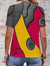 billige Stripe og geometrisk t-skjorte-kvinners t-skjorte uformelt trykk kortermet vanlige topper daglig rød khaki grå sommer