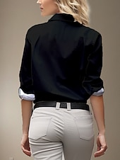 economico Top d&#039;Arte e Design per Donne-Camicia da donna astratta stampa facciale casual maniche lunghe bottonata camicia lunga autunno