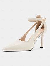 abordables tacones kitten-Tacones de aguja negros para mujer con correa en el tobillo: elegantes zapatos de punta puntiaguda para fiestas de noche y eventos formales