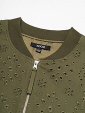 ieftine jachete-Jachetă bomber cu fermoar brodat 100% bumbac, cu gâtul uniform