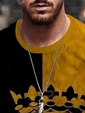 economico T-shirt 3D da Uomo-Per uomo Alfabetico splicing Matrimoniale maglietta Magliette Manica corta maglietta Stampa 3D Girocollo Camicia Vintage Moderno Essenziale Casual Giornaliero Nero / Giallo Nero / Grigio Bianco
