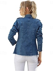 preiswerte Jacken-Damen Achselzucken Langarm Asymmetrisch Blau Frühling Herbst Winter