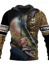 abordables Sweats à capuche pour hommes-Homme Graphic Poissons Sweat à capuche Sweats à Capuche Sweat-shirt Sweat à capuche manche longue Sweat à capuche Capuche Vêtement de rue 3D effet Sport &amp; Loisir du quotidien Noir Bleu Roi Imprimer