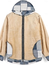 preiswerte Herrenjacken &amp; Herrenmäntel-Herren Hemdjacke Kapuzenjacke Shacket Flanell-Fleecejacke Täglich Urlaub warm Mit Kapuze Herbst Winter Schottenstoff Kariert Modisch Strassenmode Kargen Standard Schwarz Dunkelrot Hellgrün Rote Blau