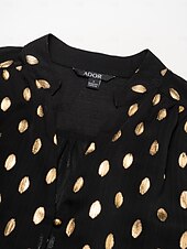baratos Blusas e Camisas-blusa de chiffon com gola e manga julieta e bolinhas