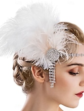 billiga Håraccessoarer för kvinnor-vintage 1920-tals pannband med svart fjäder – strass och kristall gatsby flapper huvudstycke för speciella tillfällen, kostymfester eller bröllop