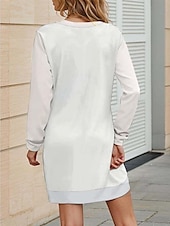 billiga Djur Klär-Kvinnors Maxiklänning Sweatshirt Klänning Casual Klänning Petite Klänning Shift Klänning Elegant Stilren Semester Arbete Gata Regular Fit Katt Lång Ärmar Crew Neck Beige Höst Vinter