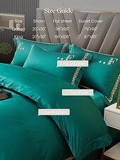 baratos Coleção de elite-Conjunto de cama com capa de edredom de 4 peças, 100% algodão orgânico, tecido macio e respirável, inclui capa de edredom e fronhas para um sono confortável