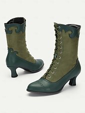 olcso 1930-as évek-női viktoriánus vintage zöld fűzős csizma csipkés szegéllyel és brogue részletekkel - elegáns magas sarkú cipő cosplay, steampunk és retro ruhákhoz