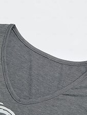 お買い得  プレーンTシャツ-バレンタイン女性用ハートTシャツ 基本的なレギュラートップス 短袖 Vネック プリント レギュラーフィット バレンタインウィークエンド 赤色 青色 紫色 緑色 灰色