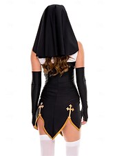 abordables Disfraces de mujer-Monja Vestidos Ropa de Fiesta Disfraces carrera Adulto Mujer Disfraz Sexy Fiesta Carnaval Disfraz de carnaval fácil