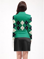 abordables Polos y cremalleras cortas-Mujer Camisas de polo Negro Azul Verde Manga Larga Camiseta Ropa de golf para damas Ropa Trajes Ropa Ropa