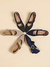 levne Block Heels-dámské pletené boty mary jane s páskem na přezku – pohodlné a elegantní lodičky na nízkém podpatku pro běžné nošení i do kanceláře