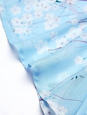 abordables Robes décontractées-Femmes Robe maxi Robe trapèze Élégant Quotidien Date Coupe régulière Fleuri Col en V Bleu Été