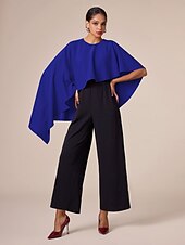 abordables Jumpsuits-Mono de cuello redondo con dobladillo irregular en contraste