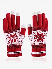 Недорогие Женские перчатки-зимние вязаные перчатки с рисунком «Рождественская снежинка» — теплые и уютные красные праздничные перчатки для женщин и мужчин — идеально подходят для холодной погоды и праздничных нарядов
