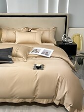 economico Collezione d&#039;elite-Set copripiumino da 4 pezzi, 100% cotone biologico, tessuto morbido e traspirante, include copripiumino e federe per un sonno confortevole.