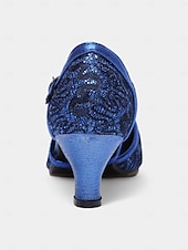 preiswerte Lateinamerikanische Schuhe-goldene Tanzschuhe aus Spitze für Damen mit gekreuzten Riemen – Pumps mit niedrigem Absatz für Standard- und lateinamerikanische Tänze