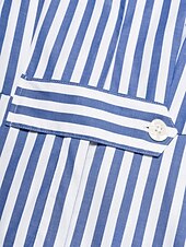 cheap Casual Dress-Cotton Stripe Button Up Maxi Shirt Dress