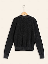 cheap Women&#039;s Sweater-Minimalist Wool Blend Polo Knitwear