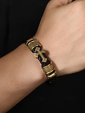 economico Gioielli da uomo-bracciale da uomo con croce con accenti in oro e argento e chiusura magnetica – elegante braccialetto intrecciato per abbigliamento casual e religioso