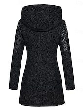 cheap Coats &amp; Trench Coats-Women&#039;s Coat Trench Coat Street Daily Wear Vacation Fall Winter Long Coat Regular Fit Warm Breathable Stylish Casual Street Style Jacket Long Sleeve Plain with Pockets Black Wine Blue