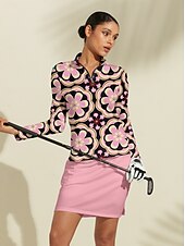 billiga Polos &amp;amp; kvartsdragkedjor-Dam Vandringspolotröja Rosa Långärmad Överdelar Golfkläder för damer Kläder Outfits Bär kläder